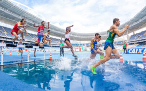 Runners in Steeple Chase race